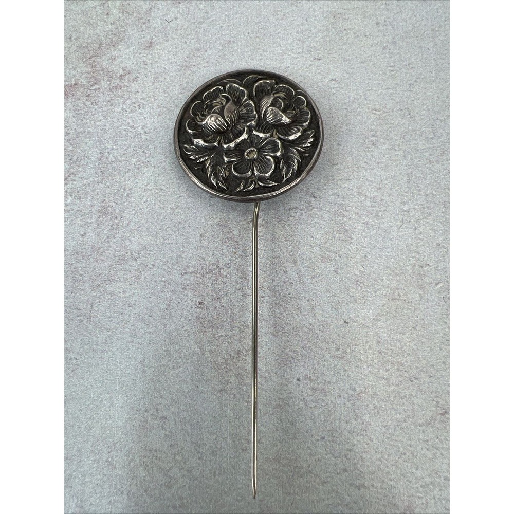 Floral Brooch Pin Vintage Antique Signed Beautiful Gift‎ Relief Patina